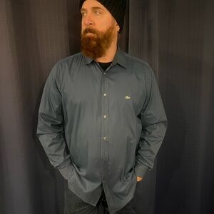 Lacoste Men's Dark Blue Button Down Shirt Feels Like Silk